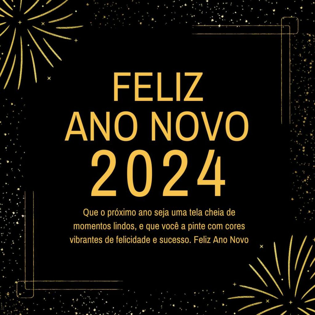 Desejos de feliz ano novo de 2024 com imagens