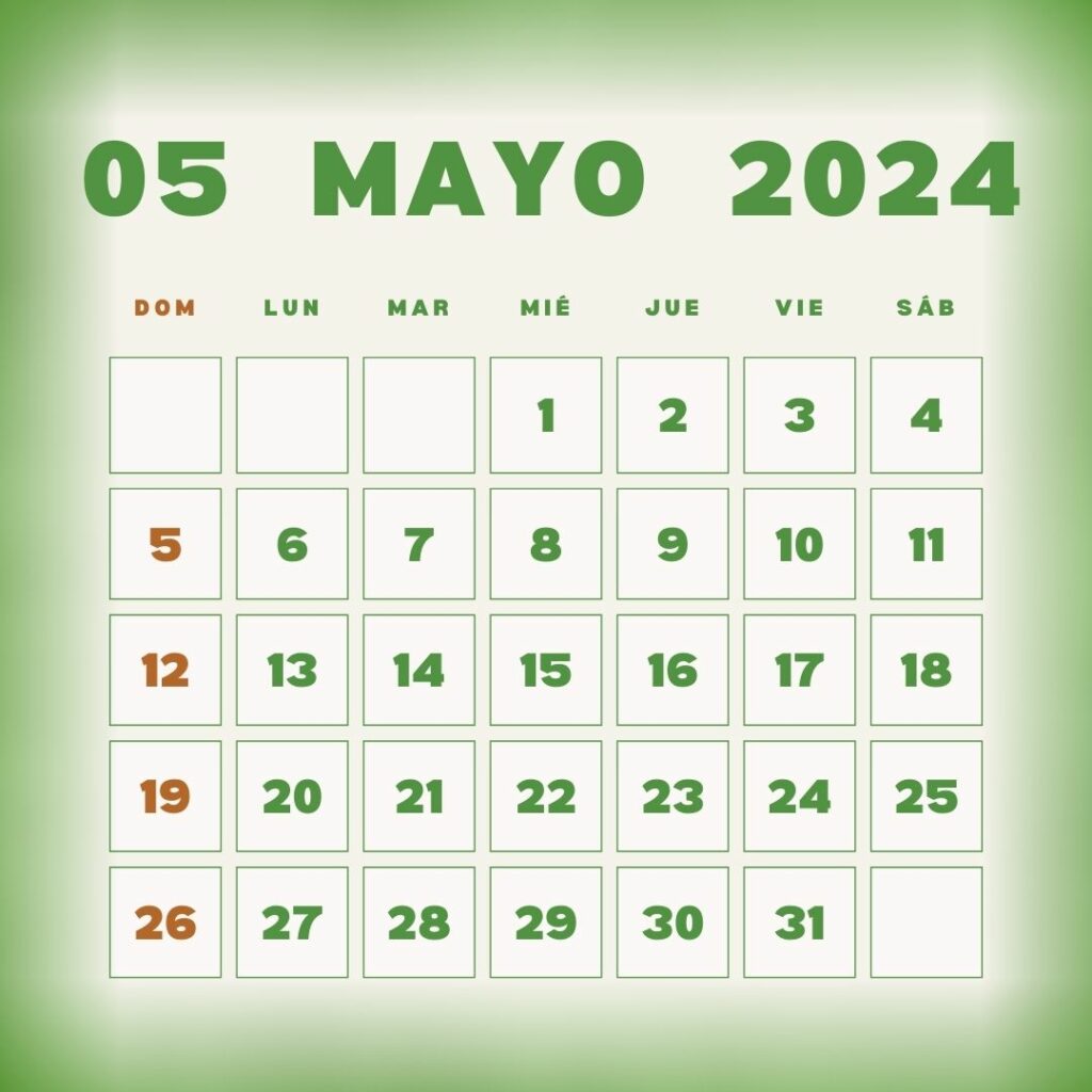 Mayo 2024 Calendario